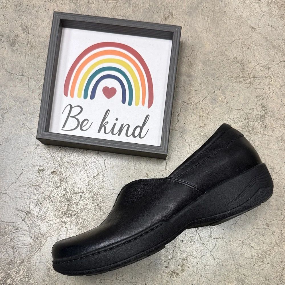 Dansko Black Leather Mules